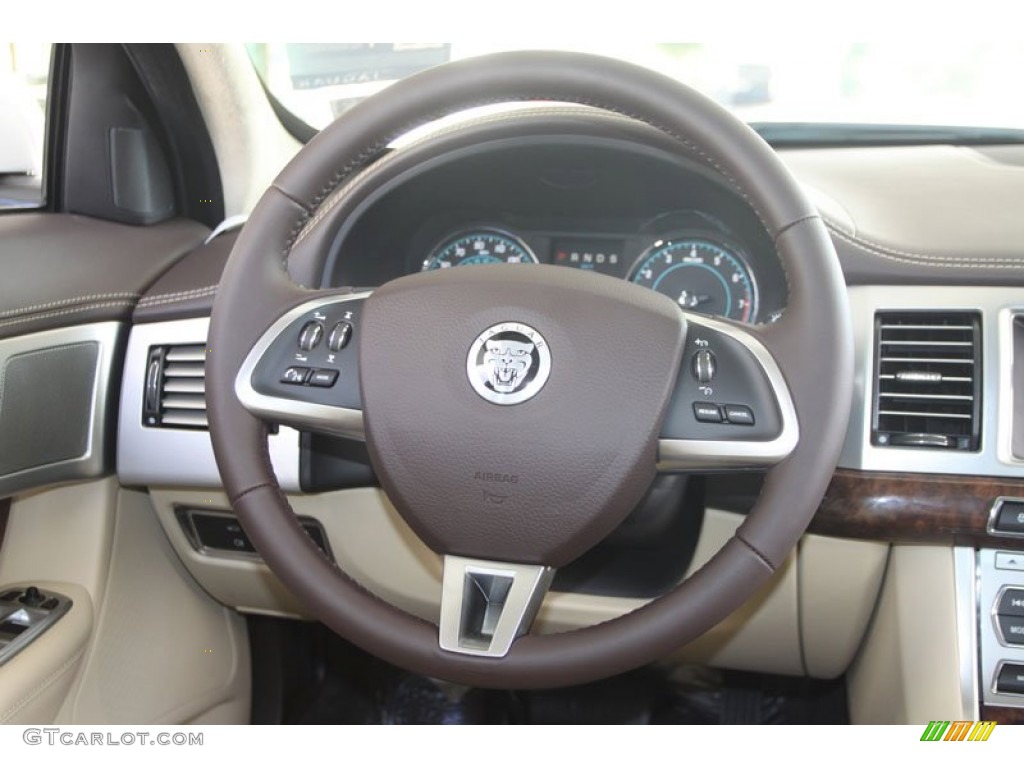 2012 Jaguar XF Portfolio Barley/Truffle Steering Wheel Photo #56059321