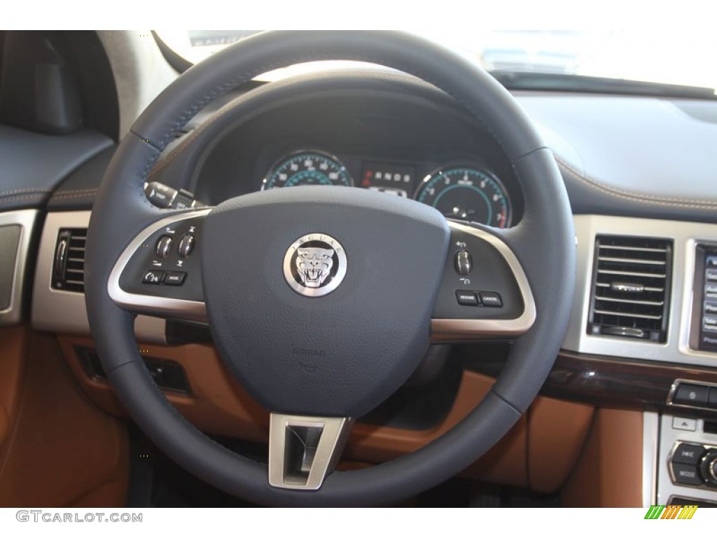 2012 Jaguar XF Portfolio London Tan/Navy Steering Wheel Photo #56060159