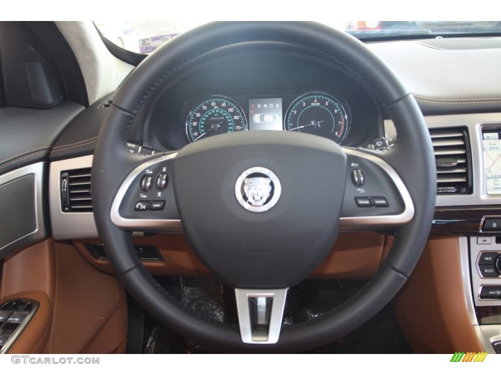 2012 Jaguar XF Portfolio London Tan/Warm Charcoal Steering Wheel Photo #56060702