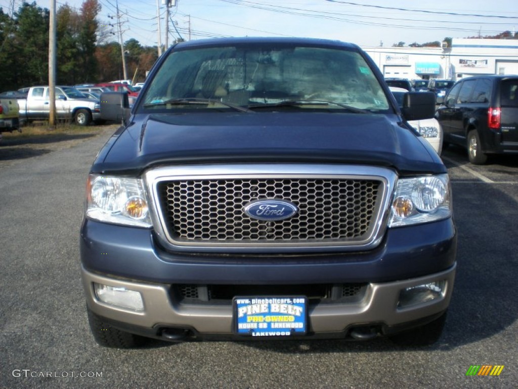 2005 F150 Lariat SuperCrew 4x4 - Medium Wedgewood Blue Metallic / Tan photo #2