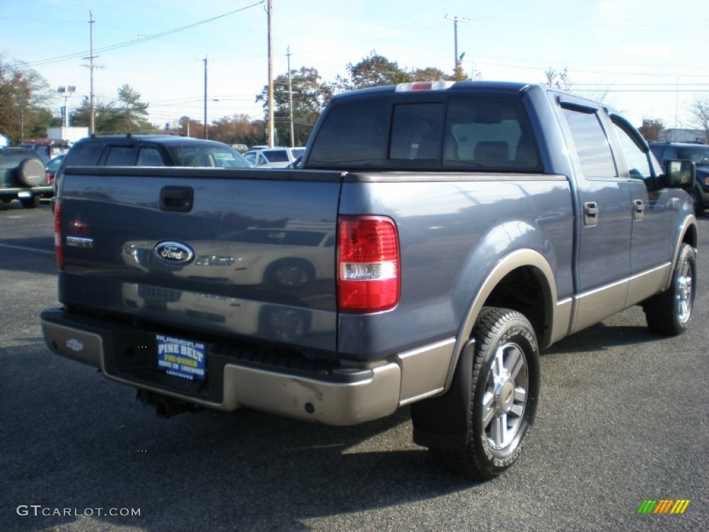 2005 F150 Lariat SuperCrew 4x4 - Medium Wedgewood Blue Metallic / Tan photo #5