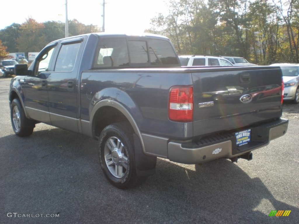 2005 F150 Lariat SuperCrew 4x4 - Medium Wedgewood Blue Metallic / Tan photo #7