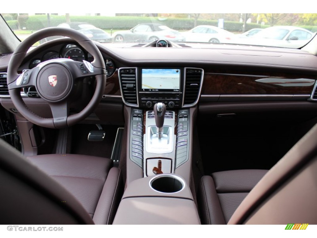 2012 Porsche Panamera Turbo Marsala Red Dashboard Photo #56061755