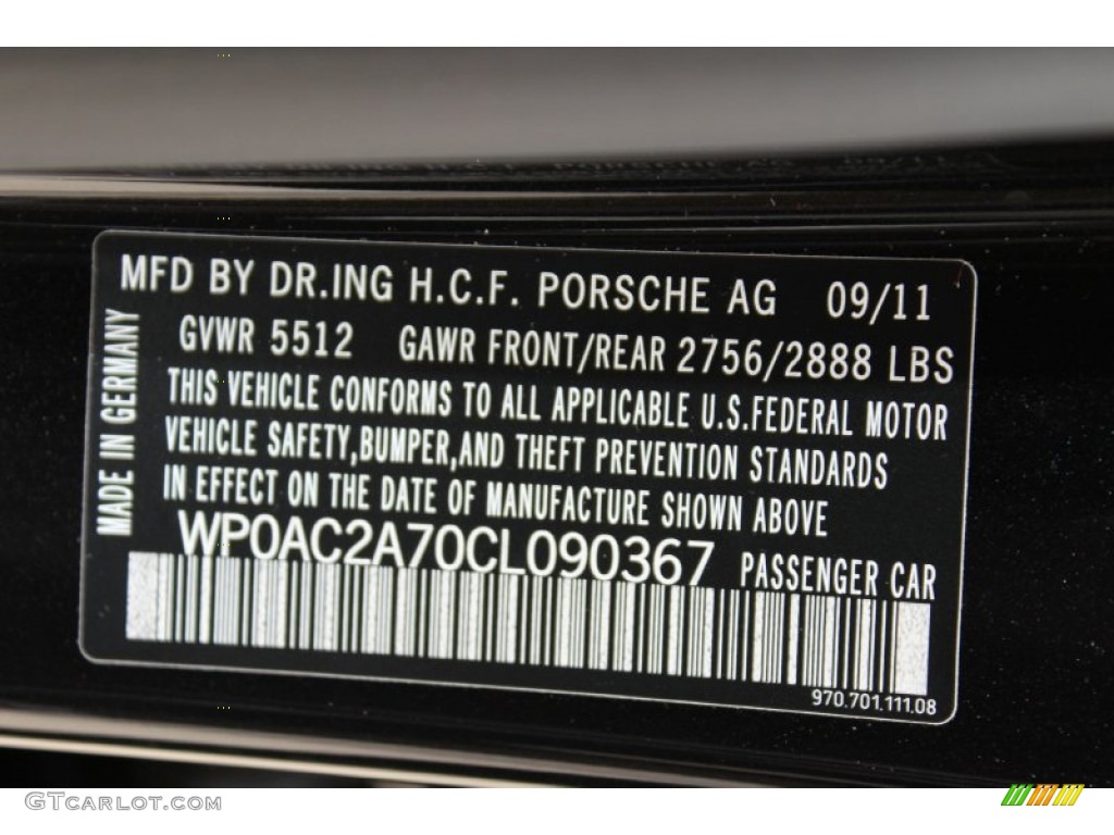 2012 Porsche Panamera Turbo Info Tag Photos