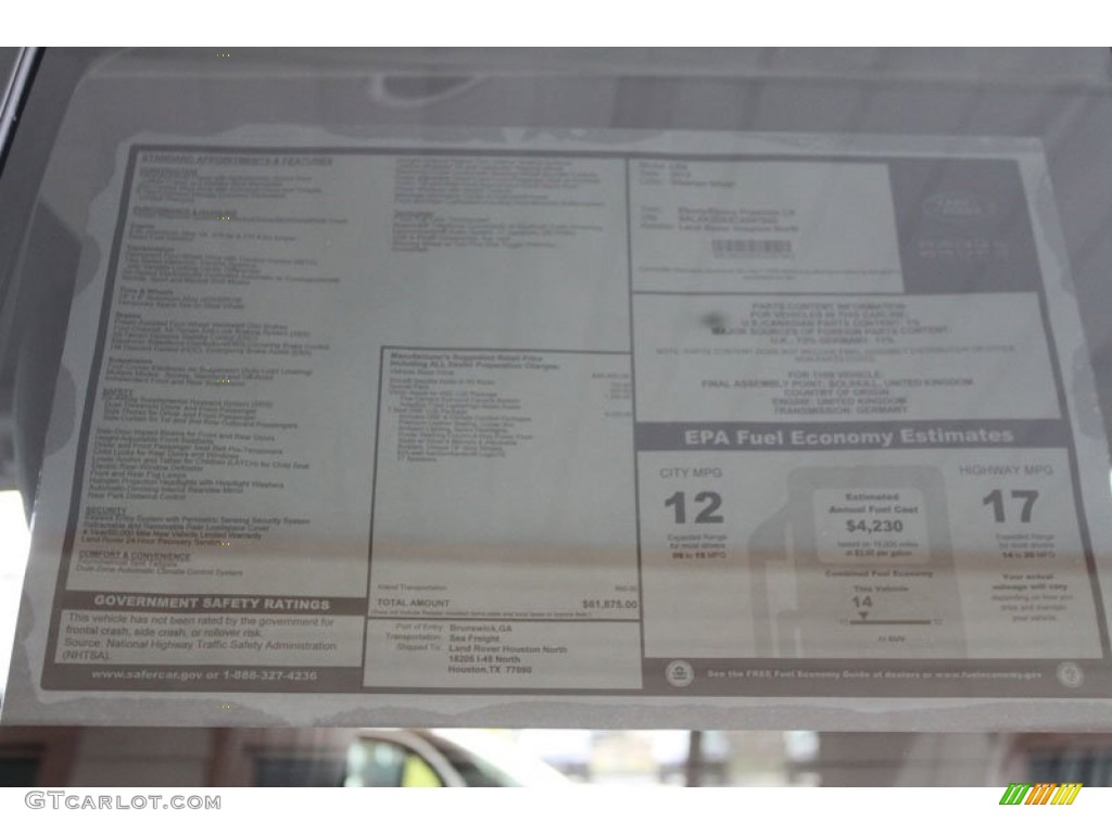 2012 Land Rover LR4 HSE LUX Window Sticker Photo #56063730