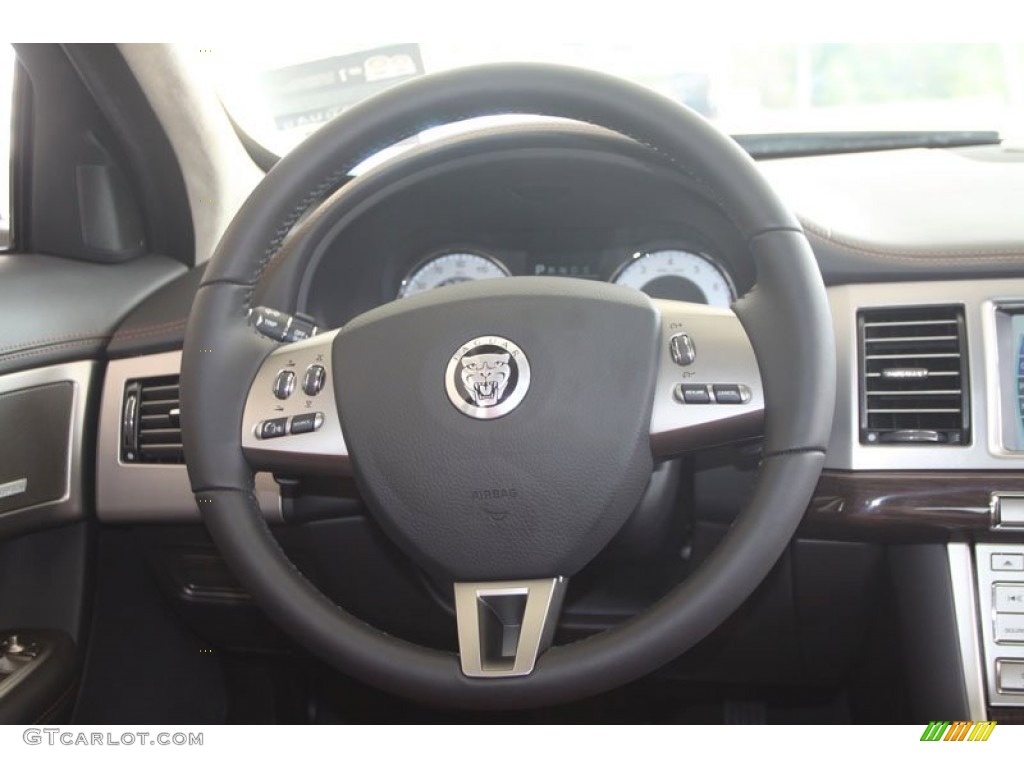 2011 Jaguar XF XF Supercharged Sedan Spice Red/Warm Charcoal Steering Wheel Photo #56065880