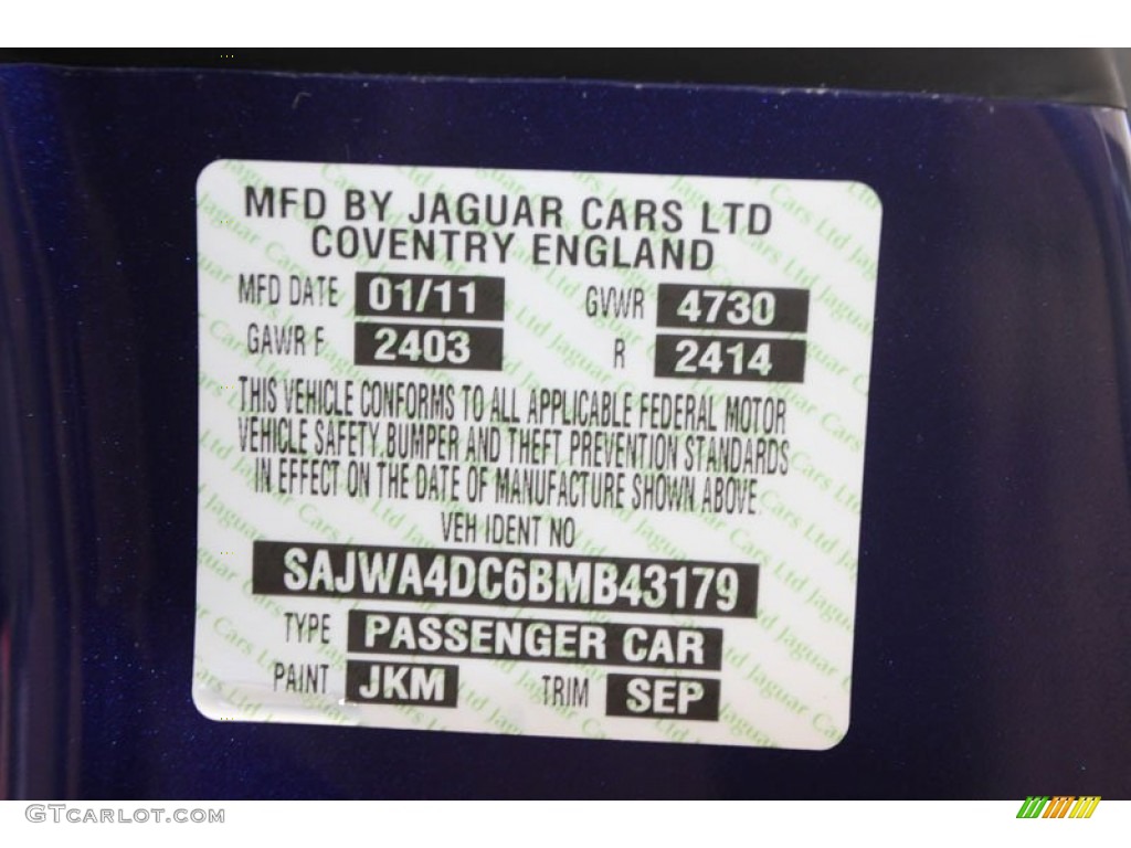2011 XK Color Code JKM for Spectrum Blue Metallic Photo #56066780