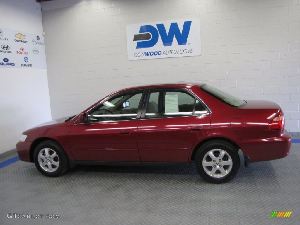 2000 Accord SE Sedan - Ruby Red Pearl / Ivory photo #4