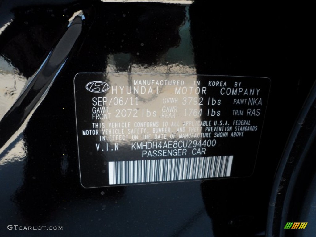 2012 Elantra GLS - Black Noir Pearl / Gray photo #33