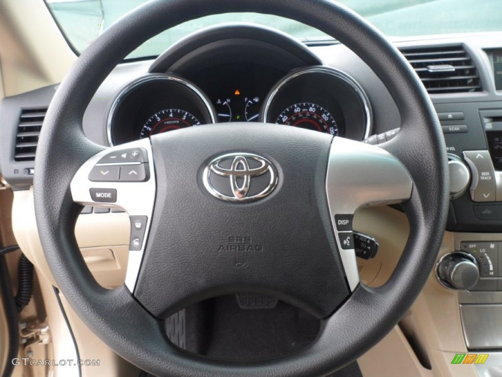 2012 Toyota Highlander V6 Sand Beige Steering Wheel Photo #56079968