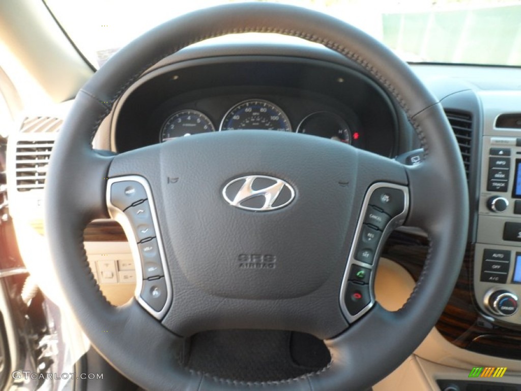 2012 Hyundai Santa Fe Limited V6 Beige Steering Wheel Photo #56081855