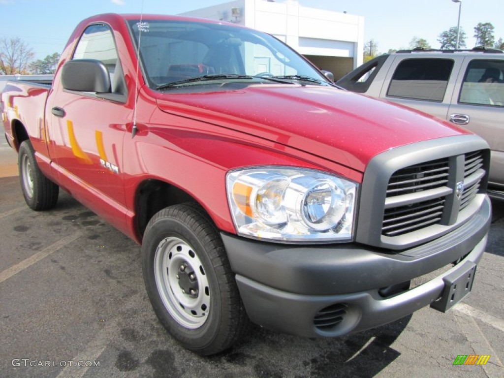 2008 Ram 1500 ST Regular Cab - Inferno Red Crystal Pearl / Medium Slate Gray photo #4