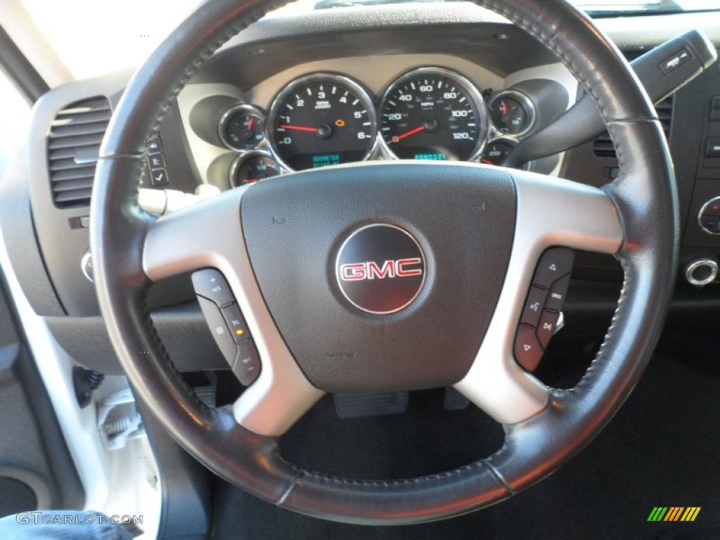 2008 GMC Sierra 1500 SLE Crew Cab 4x4 Ebony Steering Wheel Photo #56089666