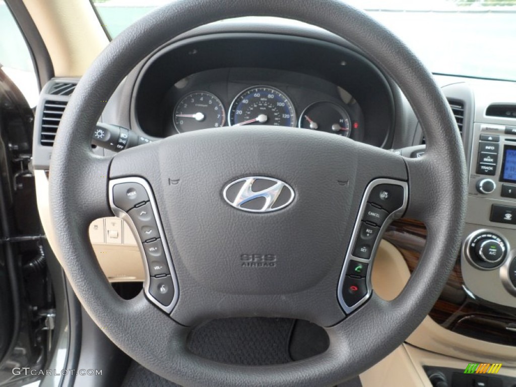 2012 Hyundai Santa Fe GLS Beige Steering Wheel Photo #56095418