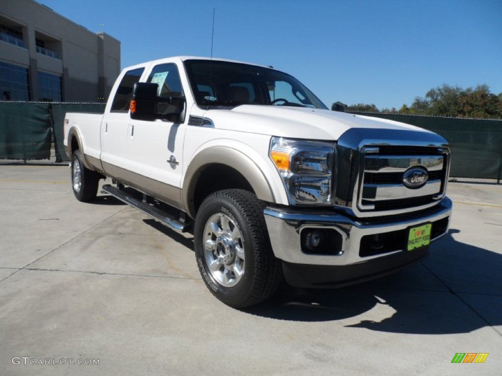 2012 F350 Super Duty Lariat Crew Cab 4x4 - White Platinum Metallic Tri-Coat / Adobe photo #1