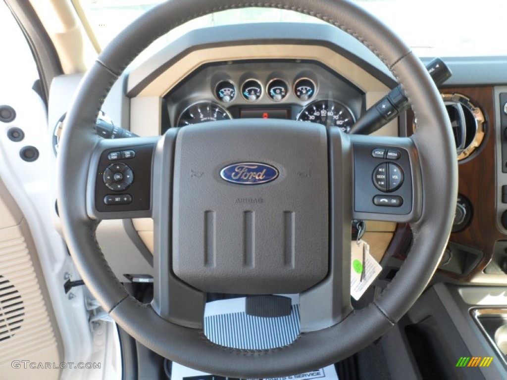 2012 Ford F350 Super Duty Lariat Crew Cab 4x4 Adobe Steering Wheel Photo #56095766