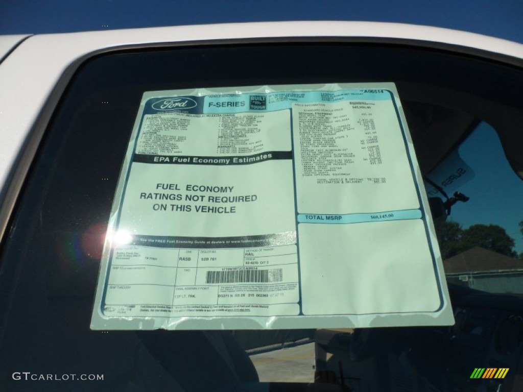 2012 Ford F350 Super Duty Lariat Crew Cab 4x4 Window Sticker Photo #56095802