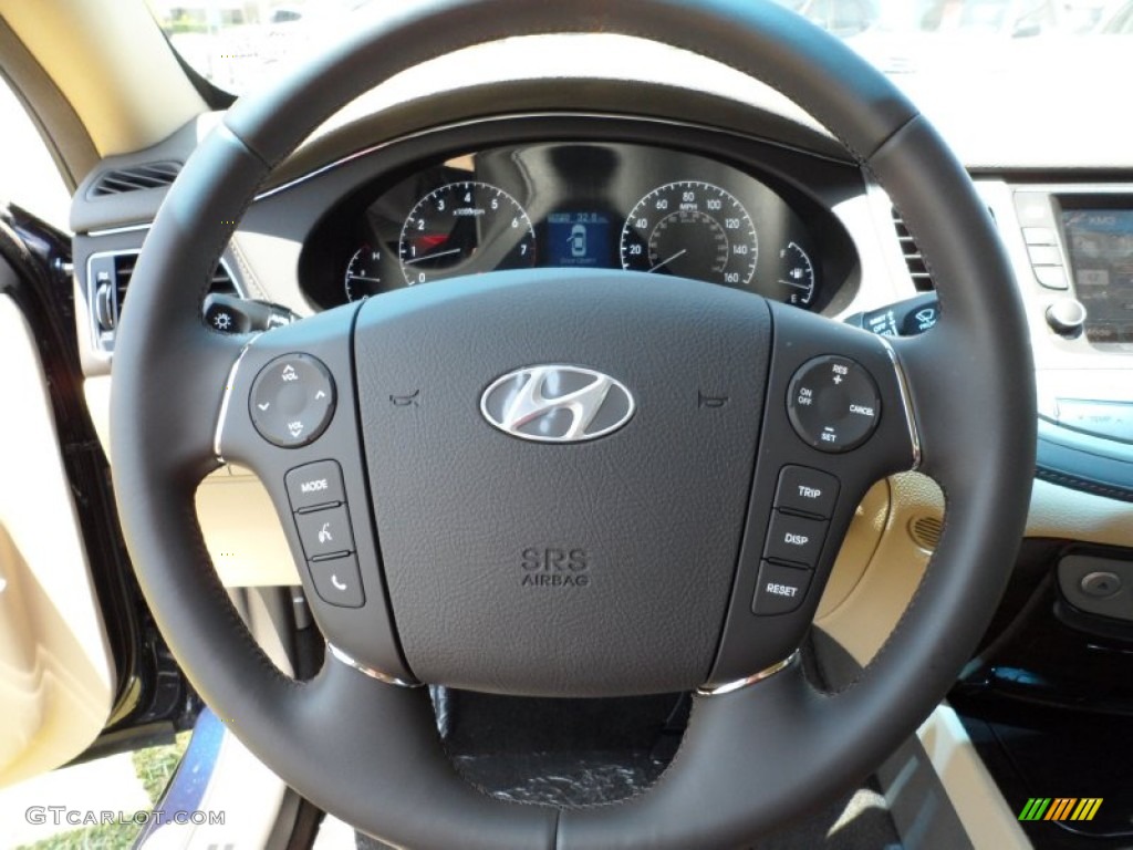 2011 Hyundai Genesis 3.8 Sedan Cashmere Steering Wheel Photo #56096810