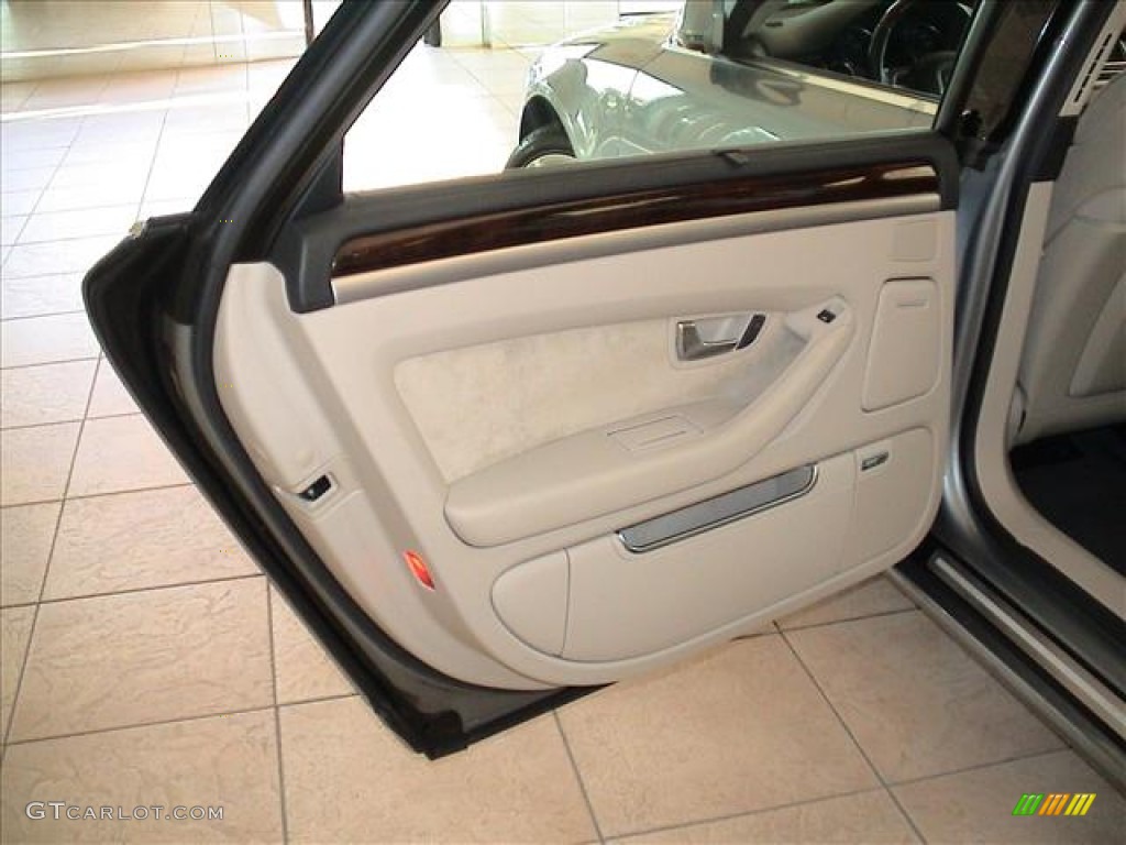 2009 Audi A8 L 4.2 quattro Linen Beige Valcona Leather Door Panel Photo #56103413