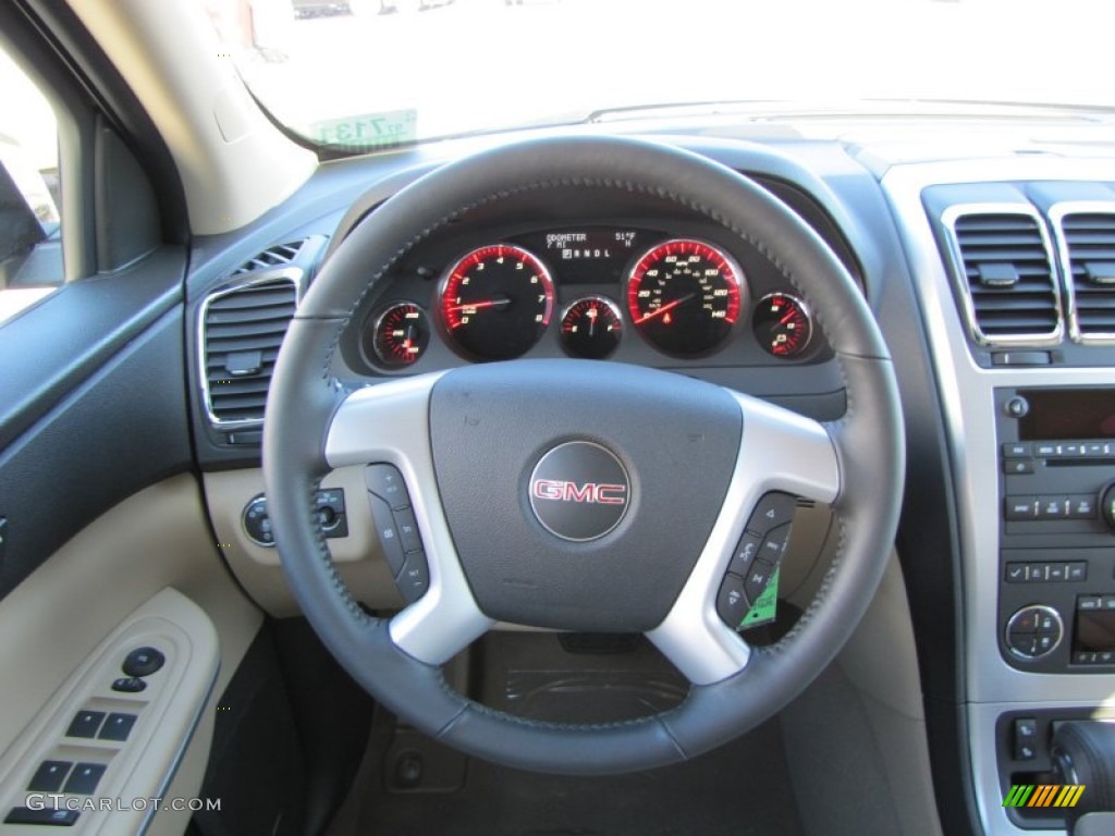2012 GMC Acadia SLT Cashmere Steering Wheel Photo #56104379