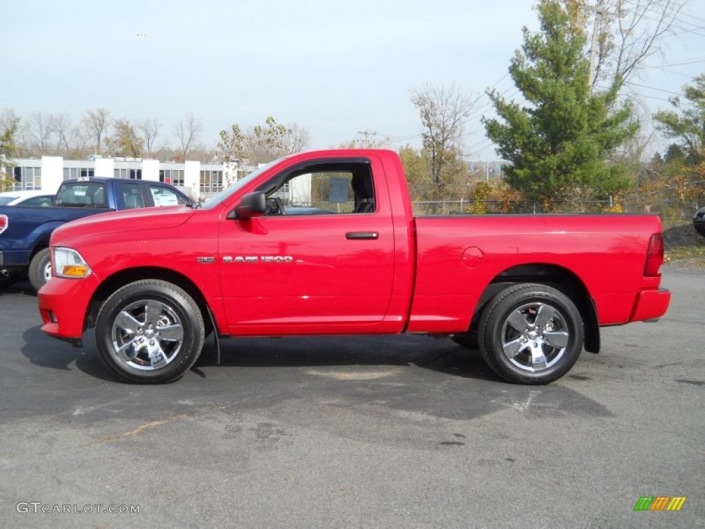 2011 Ram 1500 Express Regular Cab 4x4 - Flame Red / Dark Slate Gray/Medium Graystone photo #2