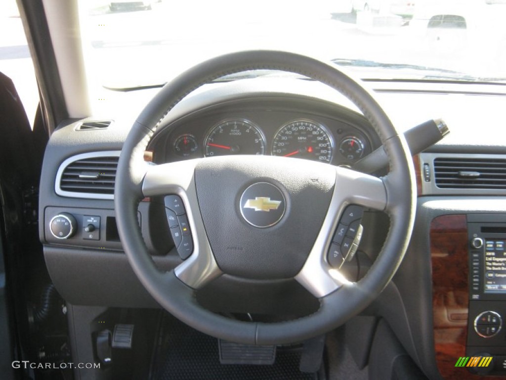 2012 Chevrolet Tahoe LTZ Ebony Steering Wheel Photo #56107665
