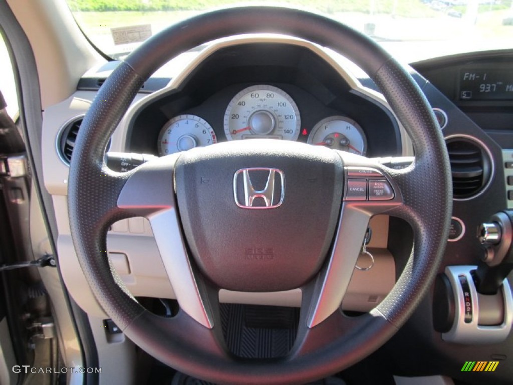 2010 Honda Pilot LX 4WD Beige Steering Wheel Photo #56111405