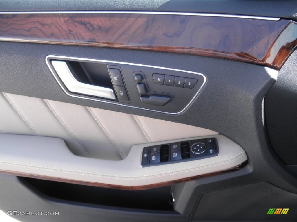 2012 Mercedes-Benz E 350 Sedan Almond/Black Door Panel Photo #56120006