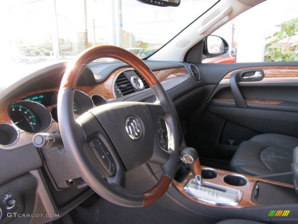 2012 Buick Enclave AWD Ebony Steering Wheel Photo #56120624