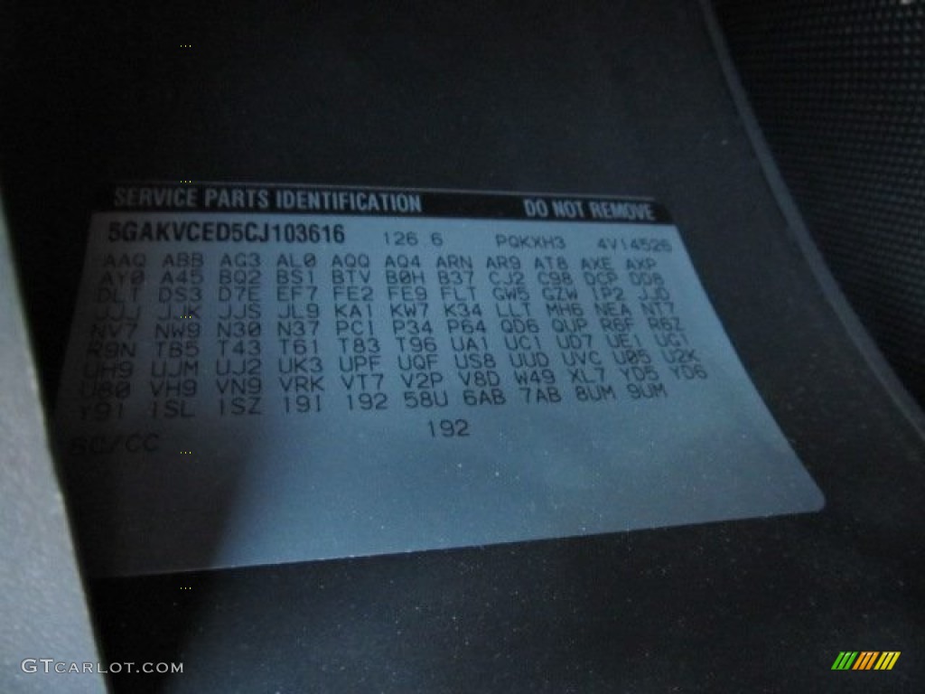 2012 Buick Enclave AWD Info Tag Photo #56120798