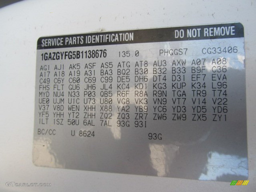 2011 Chevrolet Express LT 3500 Passenger Van Info Tag Photo #56121044