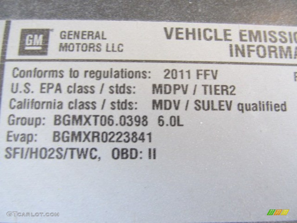 2011 Chevrolet Express LT 3500 Passenger Van Info Tag Photo #56121053