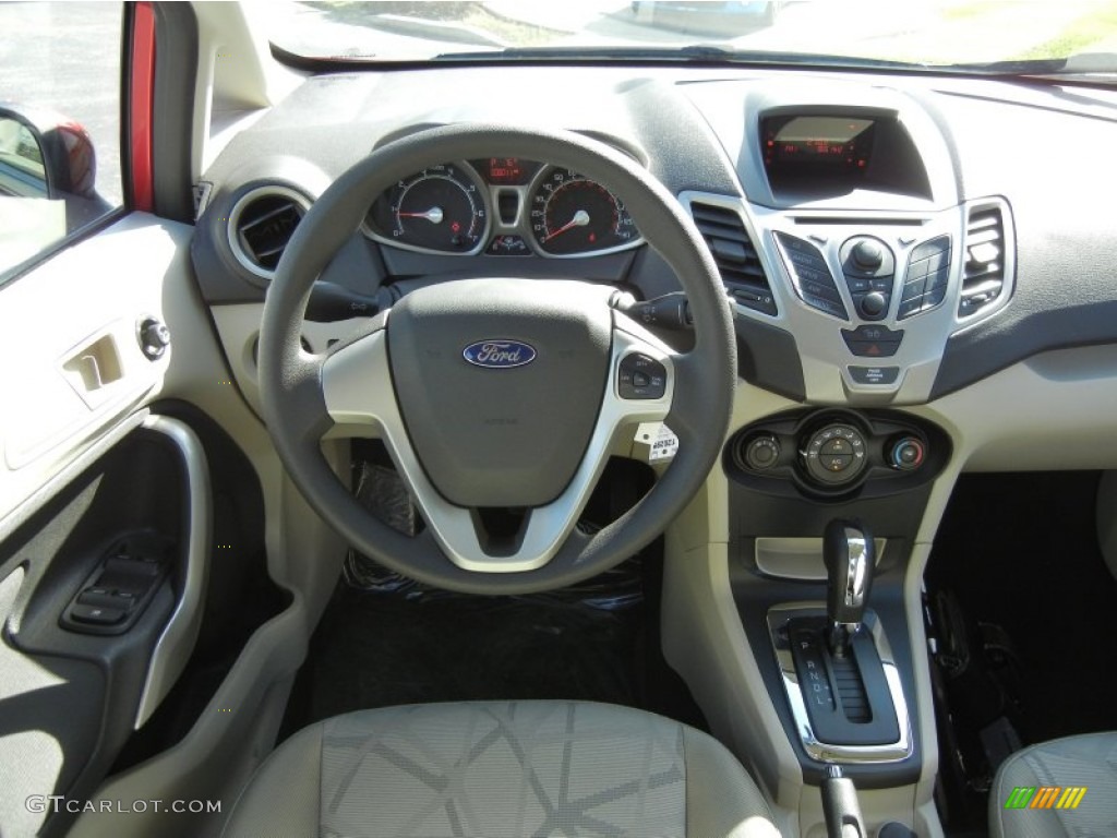 2012 Ford Fiesta SE Sedan Light Stone/Charcoal Black Dashboard Photo #56125814