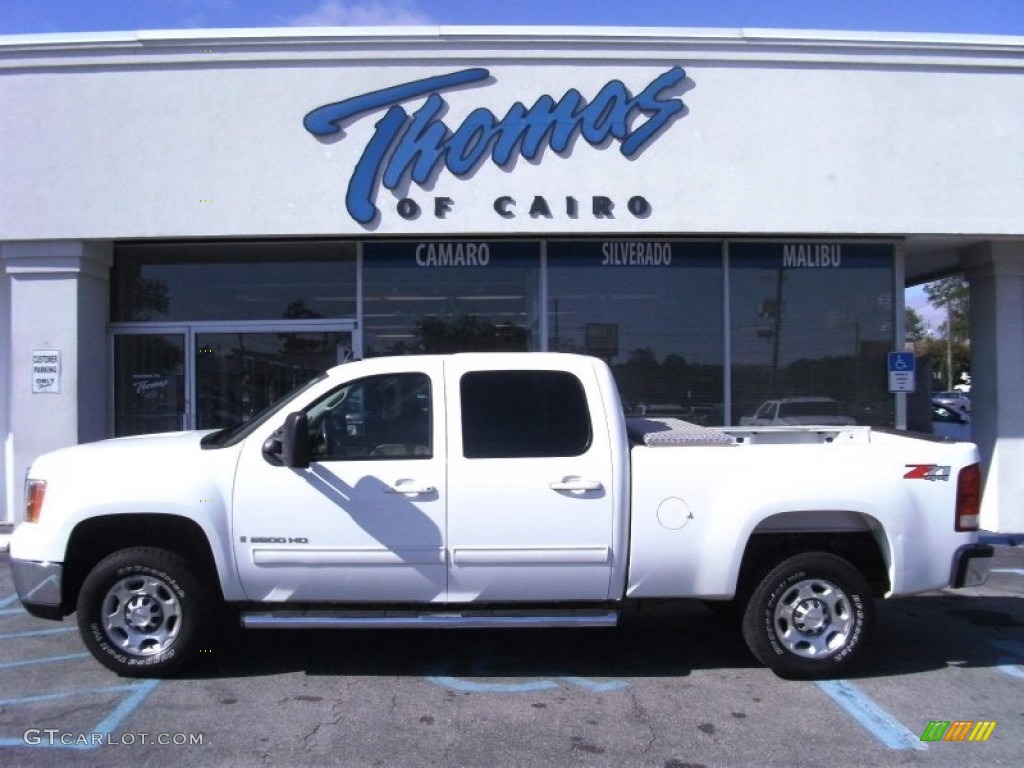 2008 Sierra 2500HD SLE Crew Cab 4x4 - Summit White / Very Dark Cashmere/Light Cashmere photo #1