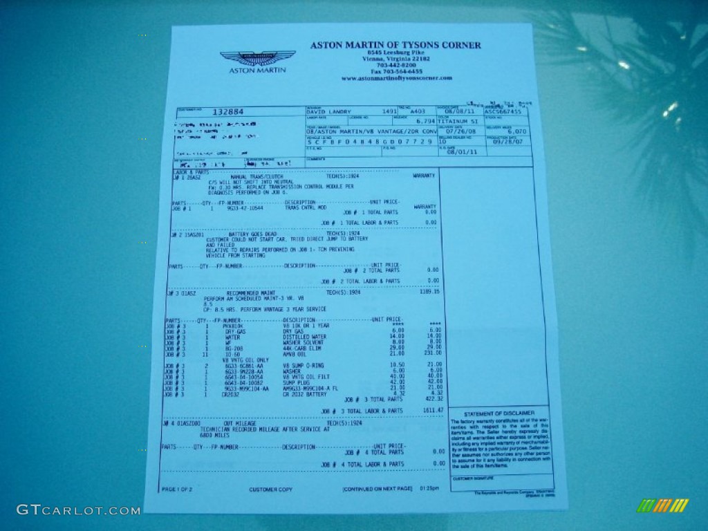 2008 Aston Martin V8 Vantage Roadster Books/Manuals Photo #56129306