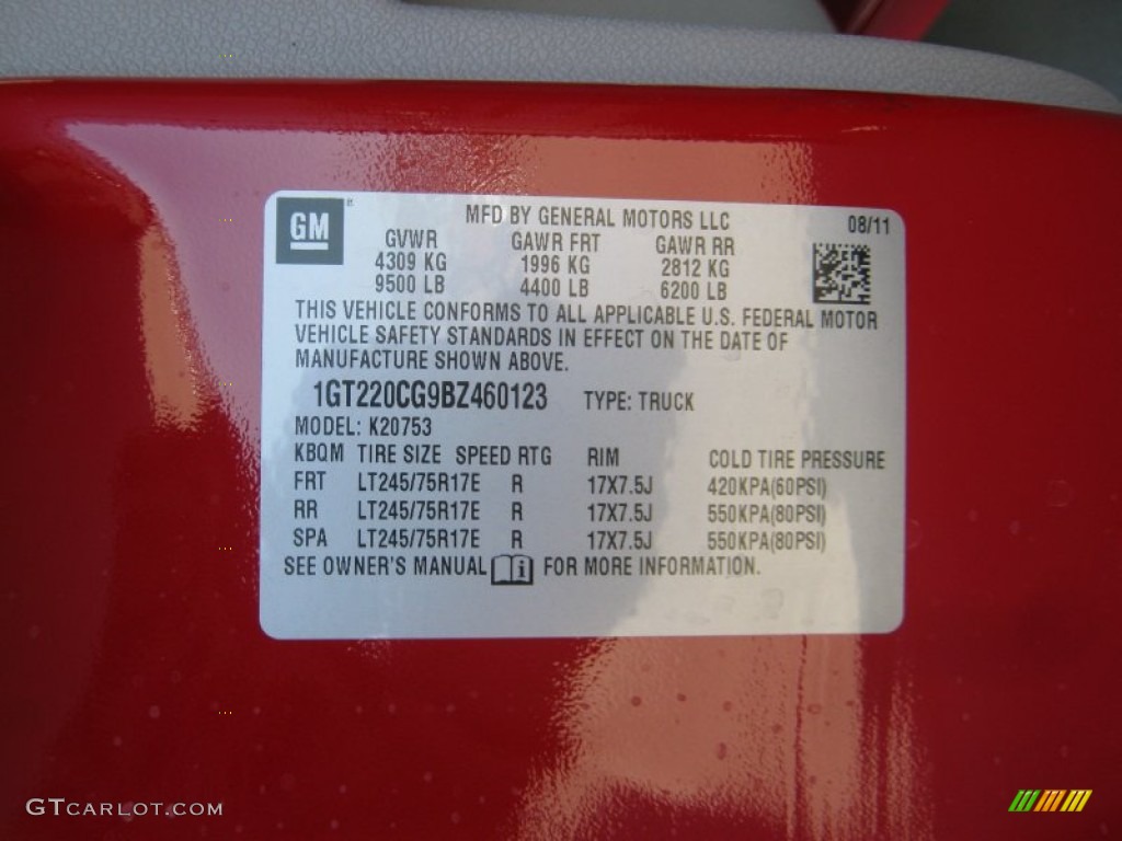 2011 GMC Sierra 2500HD SLE Extended Cab 4x4 Info Tag Photo #56132639