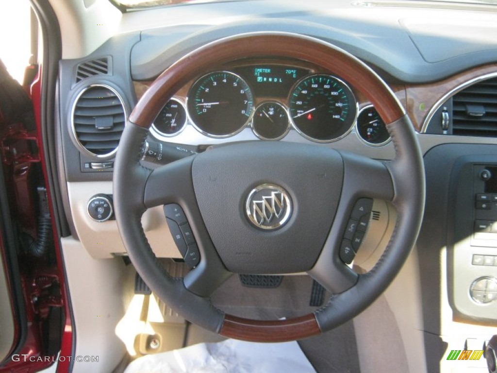 2012 Buick Enclave FWD Cashmere Steering Wheel Photo #56133134