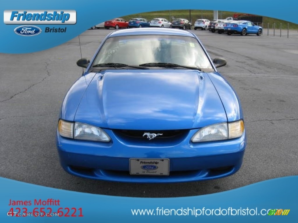 1998 Mustang V6 Coupe - Bright Atlantic Blue / Medium Graphite photo #3
