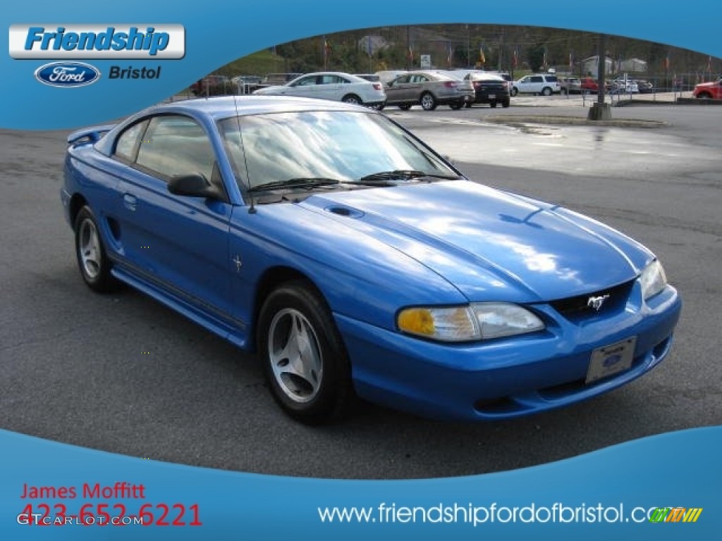 1998 Mustang V6 Coupe - Bright Atlantic Blue / Medium Graphite photo #4