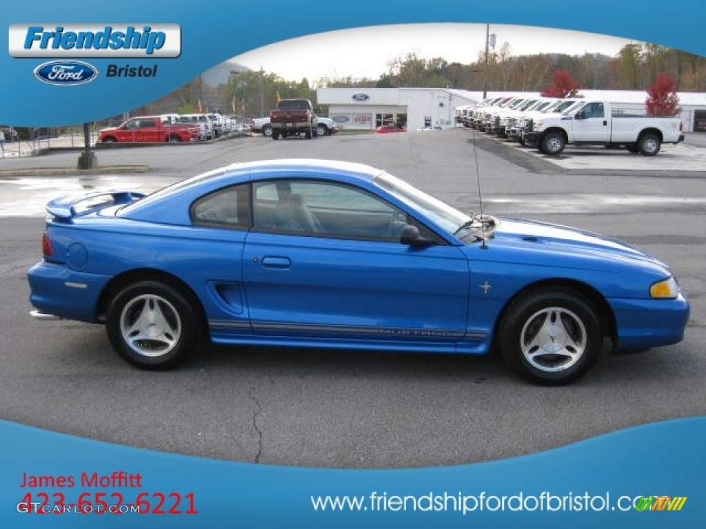 1998 Mustang V6 Coupe - Bright Atlantic Blue / Medium Graphite photo #5