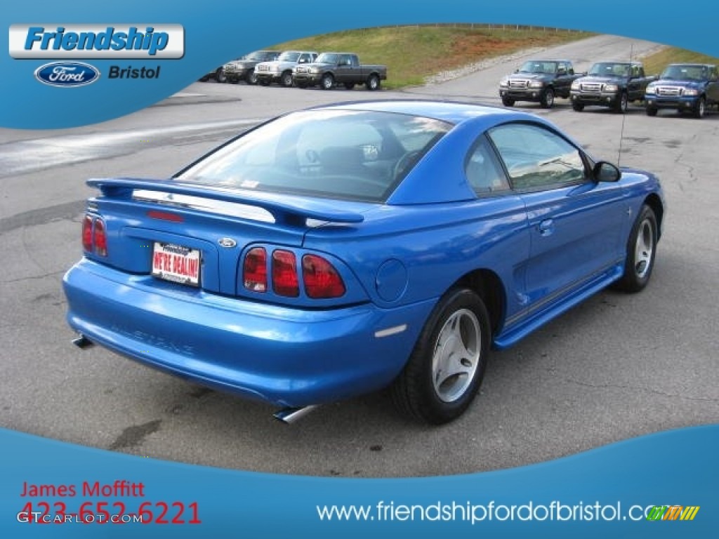 1998 Mustang V6 Coupe - Bright Atlantic Blue / Medium Graphite photo #6
