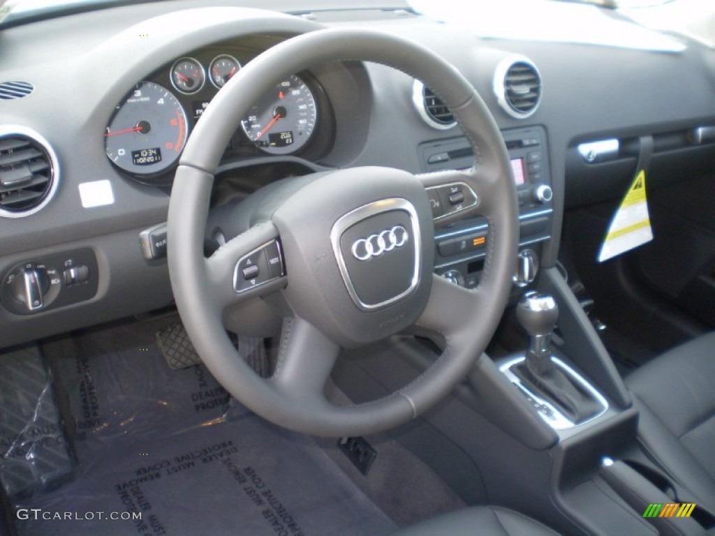 2012 Audi A3 2.0 TDI Black Steering Wheel Photo #56135783