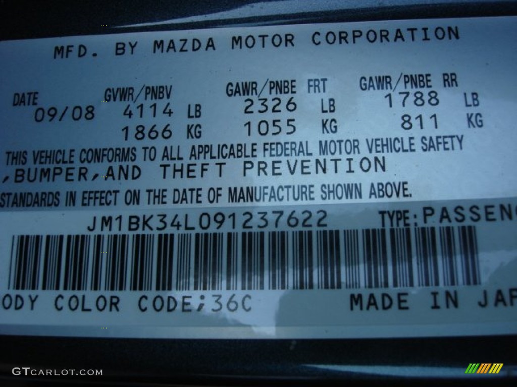 2009 Mazda MAZDA3 MAZDASPEED3 Sport Color Code Photos