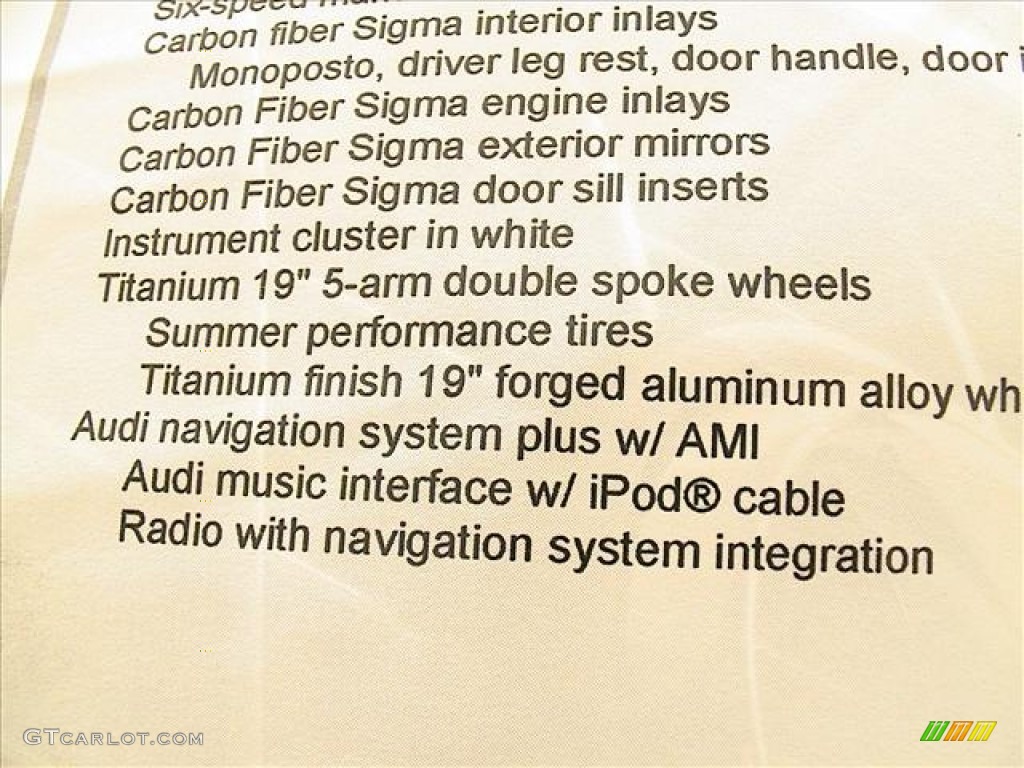 2012 Audi R8 Spyder 5.2 FSI quattro Window Sticker Photo #56139401