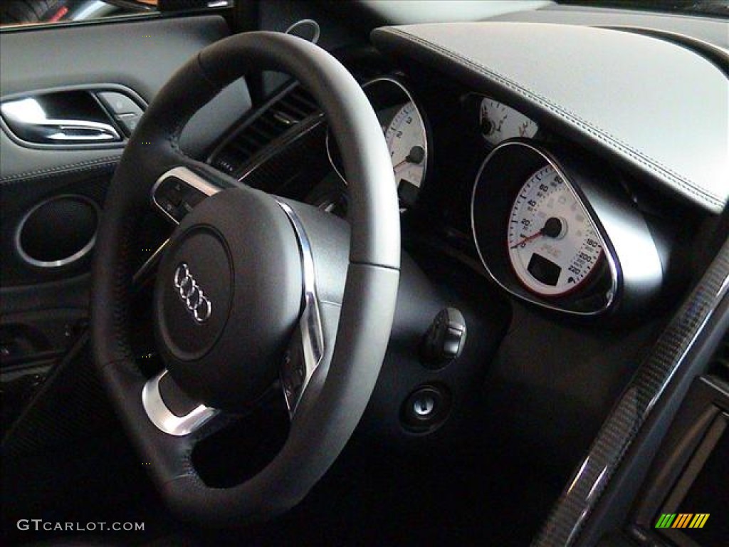 2011 Audi R8 Spyder 5.2 FSI quattro Black Fine Nappa Leather Steering Wheel Photo #56139527