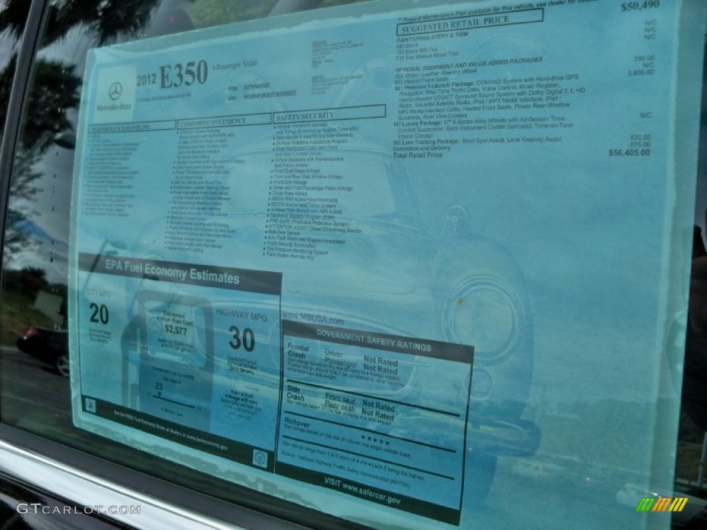 2012 Mercedes-Benz E 350 Sedan Window Sticker Photo #56140205