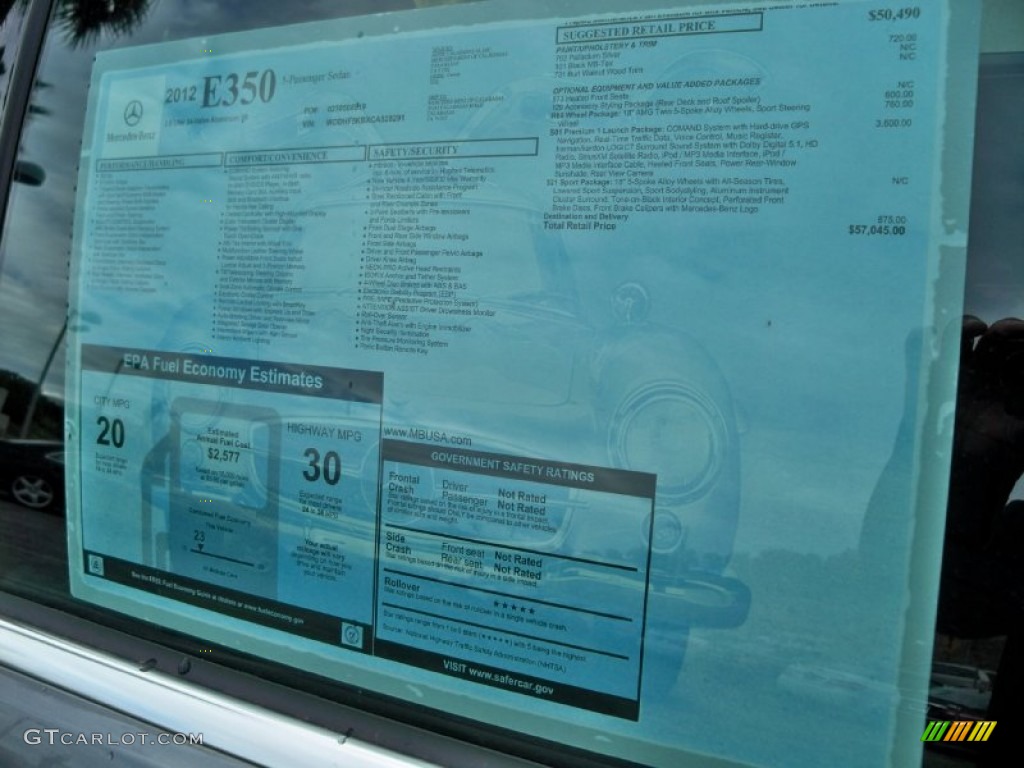 2012 Mercedes-Benz E 350 Sedan Window Sticker Photo #56140274
