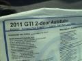  2011 GTI 2 Door Autobahn Edition Window Sticker