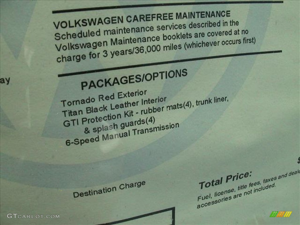 2011 Volkswagen GTI 2 Door Autobahn Edition Window Sticker Photo #56141760