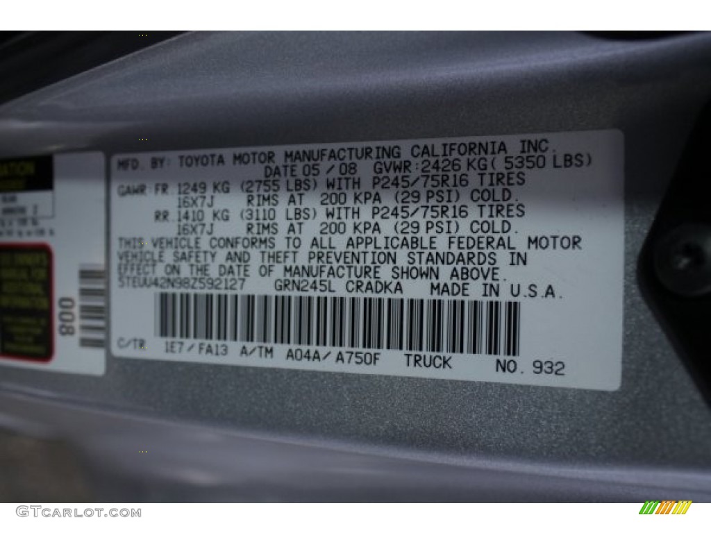 2008 Tacoma V6 SR5 Access Cab 4x4 - Silver Streak Mica / Graphite Gray photo #9